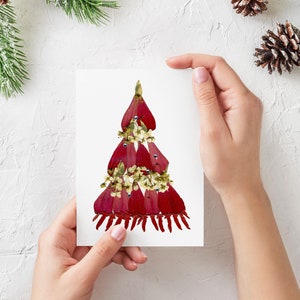 Weihnachtskarte Botanischer Druck Weihnachten Druck Florale Urlaubskarte Geschenk Gepresste Blumen karte Grußkarte Urlaub Karte Künstler Tauschkarten