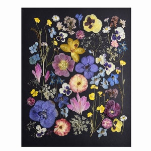 Flowers decor wall, pressed flowers art, dark floral art, dry flowers frame, nature wall art, wall art floral, herbarium, floral pictures