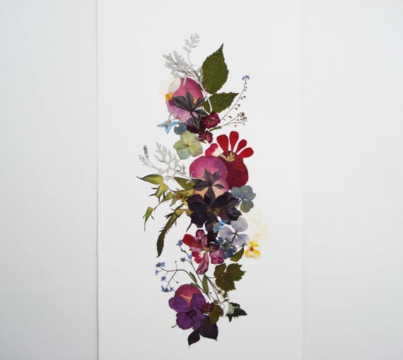 Set Of 2 Prints Plant Art Botanical Print Set Floral Art Vertical Artwork Flowers Decor Set Of 2 Pressed Flowers Art Dried Flowers Art Decor