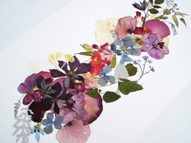 Floral Print Pressed Flowers Wall Art Botanical Print Etsy