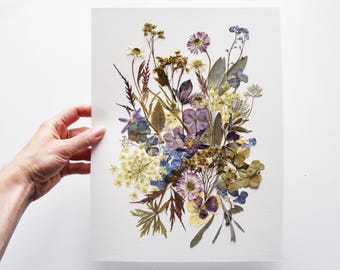 Pressed Flower Art: Wildflower Herbarium, Botanical Wall Decor (9.5x12.5")