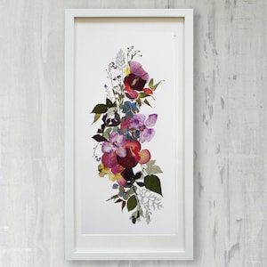 Stampa floreale Fiori pressati Arte murale Stampa botanica Erbario Set di stampe botaniche Stampe floreali Arte murale Opera d'arte con fiori secchi per soggiorno