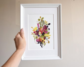 Stampa di fiori pressati incorniciata: arte murale botanica dell'erbario