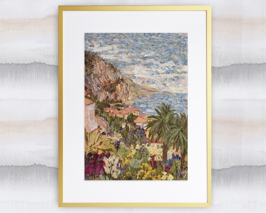 PRINT Pressed Flower Art Dried Flowers Landscape Floral Artwork Wall