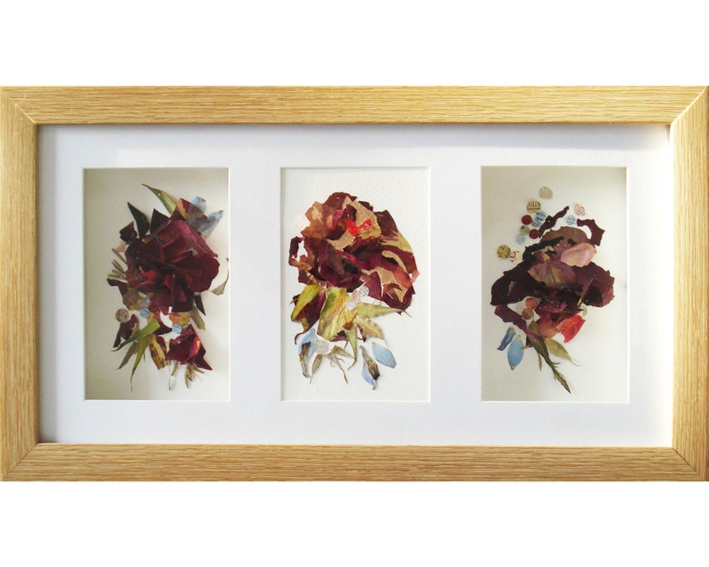 Wall Art Frame Set of 3 Artworks Floral Art Triptych Art 3d Etsy
