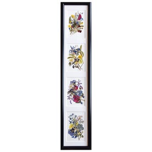 Framed Pressed Flower Art: Botanical Wall Decor (5"x27.6")