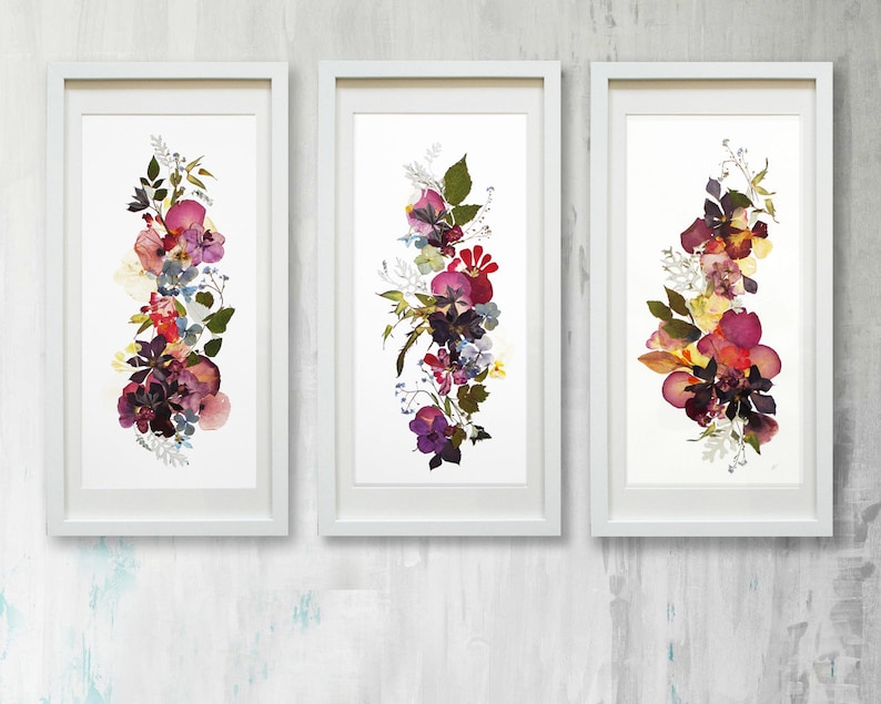 3er Set Blaue Blumen Poster - Ästhetische Leinwanddrucke Für Wohnzimmer & Schlafzimmer | 40x50cm