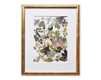 Pressed flowers art framed, dry flowers wall, pressed botanicals picture, pressed floral, dried flowers frame, botanical flower wall art