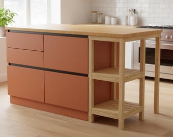 Kitchen Island, modern, ash wood table top
