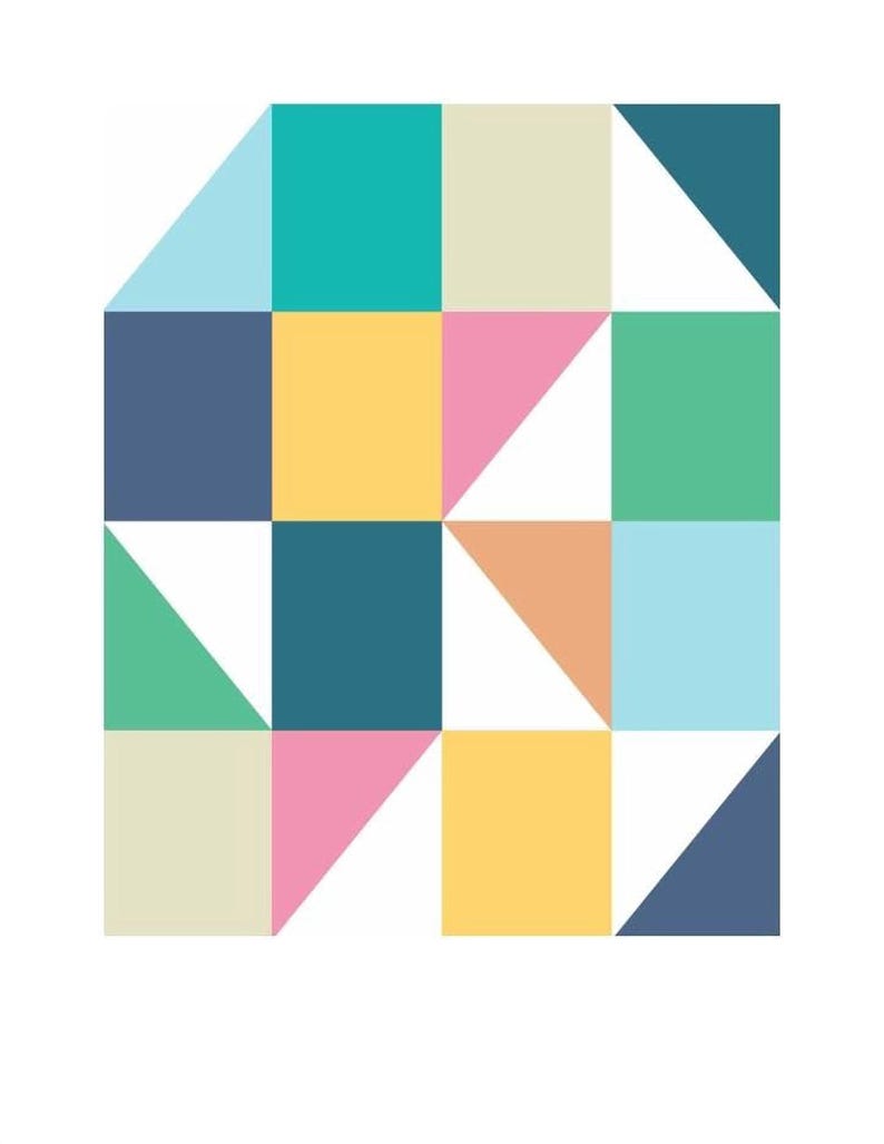 The image is a colorful geometric pattern composed of various shapes, including squares, triangles, and rectangles, arranged in a visually appealing manner.