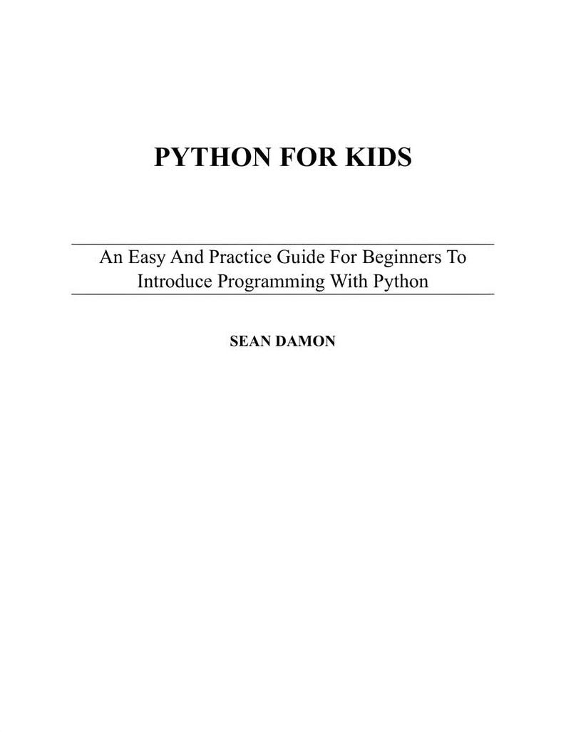 The image is a book cover for "Python for Kids" by Sean Damon.