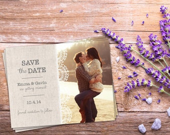 Spersonalizowany projekt cyfrowy Save The Date • Ślub w stylu vintage • Do druku