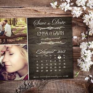Personalized Save The Date Digital Design • Woodgrain Rustic Wedding