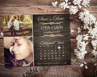 Personalized Save The Date Digital Design • Woodgrain Rustic Wedding