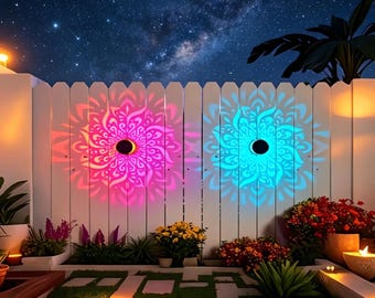 Sunflower Solar Wall Light | Metal Mandala Garden Wall Decor | Waterproof Outdoor Patio Lamp | Yard Fence Lighting