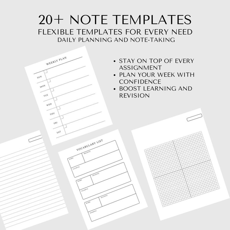 Digitaal notitieboek | GoodNotes-planner met hyperlink | 5 omslagen, 12 tabbladen, studienotities, weekplanner, stickers, pdf afbeelding 5