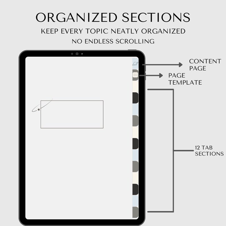 Digitaal notitieboek | GoodNotes-planner met hyperlink | 5 omslagen, 12 tabbladen, studienotities, weekplanner, stickers, pdf afbeelding 3