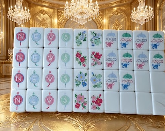 Luxus Blau Grau Acryl American Mahjong Set, einlagig 160 Fliesen, handgefertigtes Geschenk