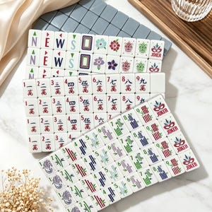 Set di Mahjong americano di lusso in acrilico blu e grigio, 160 tessere a strato singolo, idea regalo artigianale.