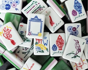 Luxus Jade Green Acrylic American Mahjong Set, einlagig 160 Fliesen, handgefertigtes Geschenk