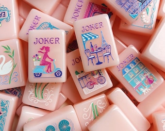 Luxus Candy Pink Acryl American Mahjong Set, einlagig 160 Fliesen, handgefertigtes Spiel & Geschenk