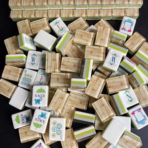 Juego de mahjong americano de lujo de bambú y acrílico, una sola capa de 160 fichas, regalo artesanal. imagen 13