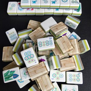 Juego de mahjong americano de lujo de bambú y acrílico, una sola capa de 160 fichas, regalo artesanal. imagen 2