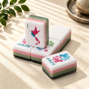 Emerald Green Acrylic Mahjong | Single Layer 160 Tiles, Luxury Handcrafted Game Set image 5