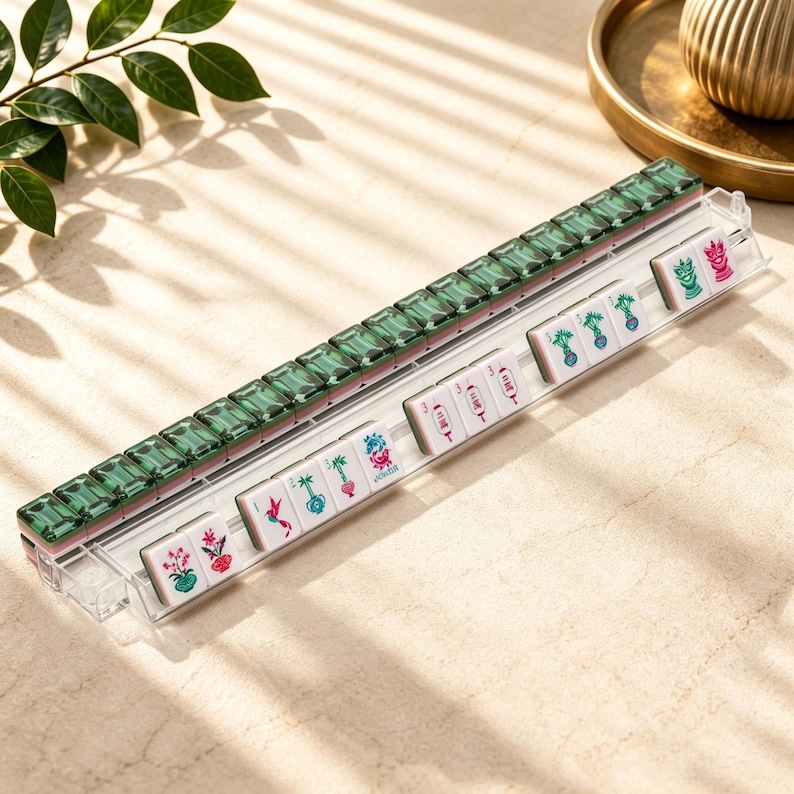 Emerald Green Acrylic Mahjong | Single Layer 160 Tiles, Luxury Handcrafted Game Set image 6