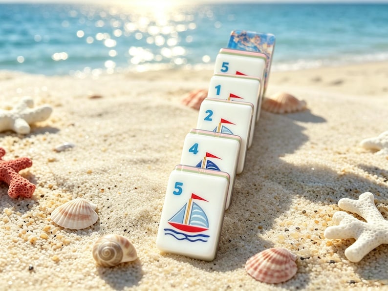 Ocean Mermaid Acryl Mahjong Set, 160 Fliesen, Luxusspielgeschenk Bild 3