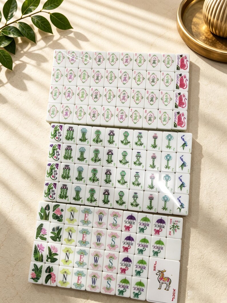 Emerald Green Acrylic Mahjong | Single Layer 160 Tiles, Luxury Handcrafted Game Set image 8
