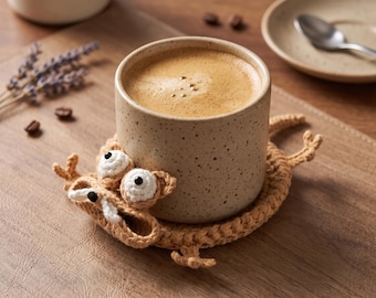Grappig gehaakte dierenonderzetter, handgemaakte 3D dierenmok tapijt, geplet dier drinkmat, schattige koffieonderzetter, housewarmingcadeau