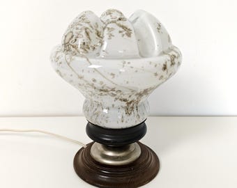 Vintage Marble Glass Table Lamp / 1970s Marbled Glass Lamp / Mid Century Modern Table Light / Retro European Lighting / Sculptural Lamp