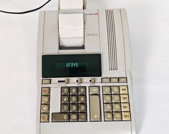 Vintage Olympia CPD 5212 Printing Calculator / Retro 1980s Desktop Accounting Machine / Blue VFD Display / Working Office Prop