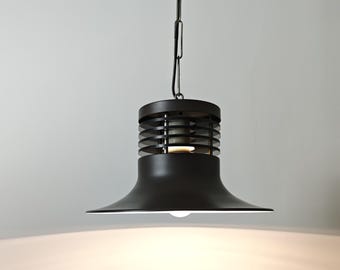 Vintage Industrial Pendant Light / Mid Century Modern Hanging Lamp / Scandinavian style / Metal Bell Shade / Retro Factory Ceiling Light