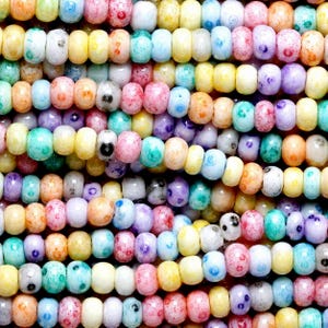 6/0 Czech Glass Seed Beads Pastel Rainbow Picasso Spring Summer Mix [3 strings/pkg]