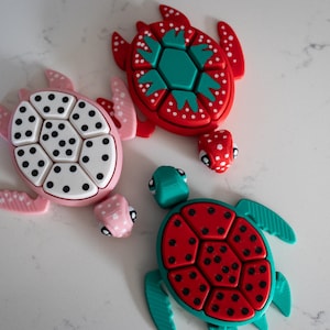 Articulated Fruit Turtle Fidget Toy | 7 Mechanical Keyboard Clickers, 3D Printed Desk Toy