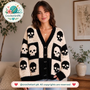 Crochet Skull Patchwork Cardigan Pattern (PDF Download)