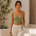 Crochet Crop Top Pattern PDF, Boho Wrap Style Sleeveless Tank Top DIY