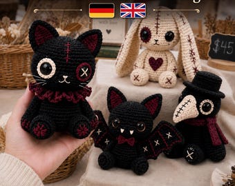 Gothic Crochet Pattern PDF, Spooky Amigurumi Dolls Set (Digital Download)