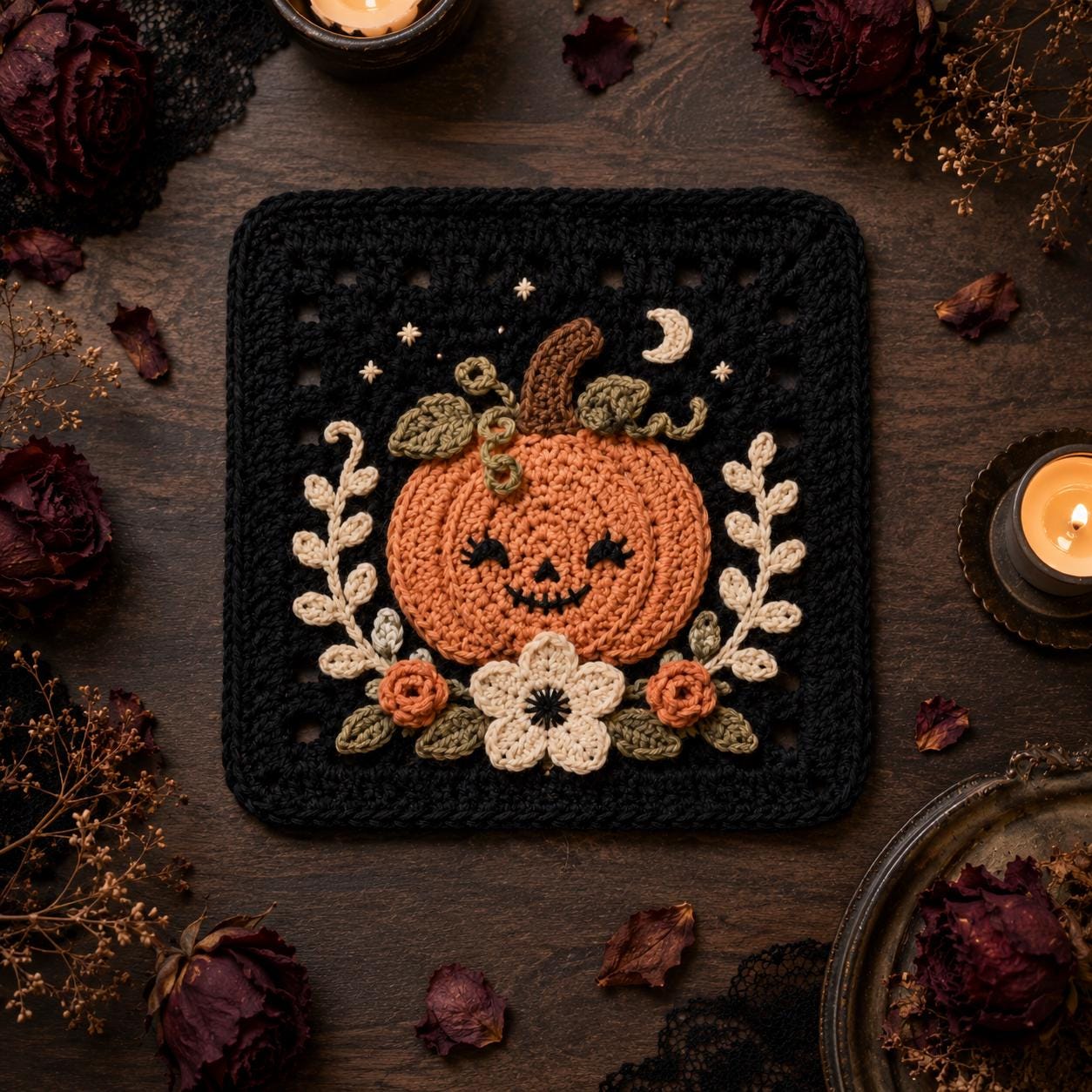Gothic Pumpkin Granny Square