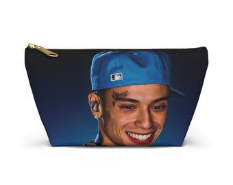 Estuche para accesorios con retrato de sombrero azul