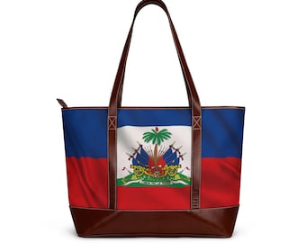 Bolso de mano con la bandera de Haití / Bolso con el escudo de armas de Haití, bolso con la bandera nacional roja y azul