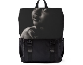 Mochila con retrato en blanco y negro / Mochila de hombro con estampado de rostro fotográfico