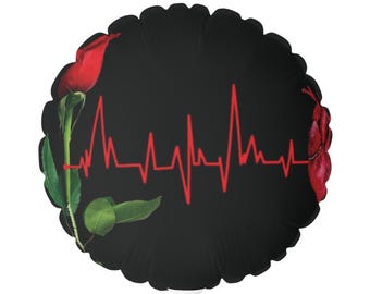 Rode hartslag ECG met rozenballon