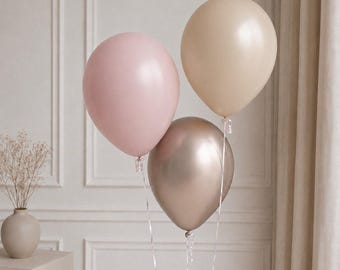 Dusty Pink White Sand Champagne Balloons | Neutral Birthday Balloons | Blush Party Decor | Elegant Balloon Bouquet | Baby Shower Decorations