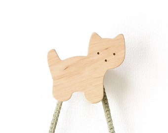 Patère murale pour chambre de bébé, chat - Patère en bois, animal pour chambre de fille - ECHANTILLON VENTE