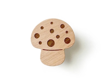 Mushroom Nursery Drawer Knobs - Decorative Wood Handle For Kids Room, Bedroom, Kitchen
