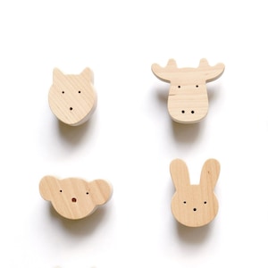 Wooden Animal Knobs for Nursery Drawers and Cabinets by Mielasiela - 1 pcs