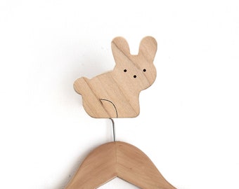 Bunny Wall Hook - Nursery Wall Organizer - Wooden Wall Hook For Kids Room